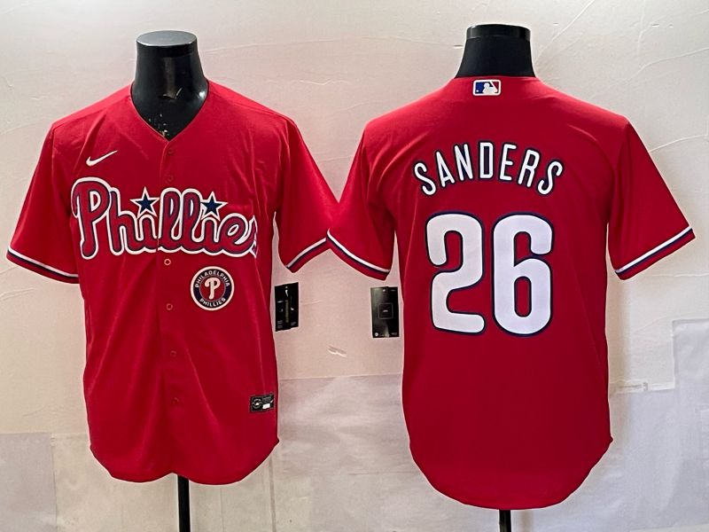 Men 2026 Nike Philadelphia Phillies #26 Sanders Red Game MLB Jersey 04->philadelphia phillies->MLB Jersey